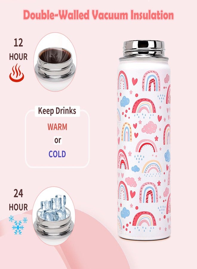 ACESAK 18oz Kids Insulated Water Bottle with Straw Lid - 18/8 Stainless Steel Kid Cup Travel Tumbler Double Wall Vacuum Leak Proof Portable Toddler Water Bottle (Rainbow + Mermaid) - Image 5